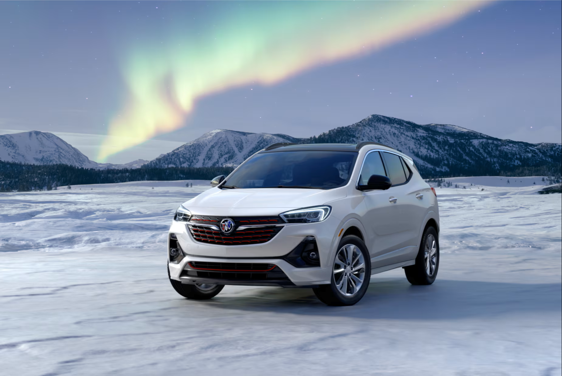 Buick Encore GX posed in snow
