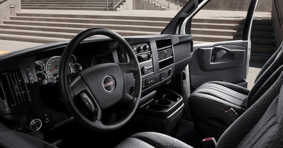 2025 GMC Savana Passenger Van interior view.